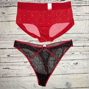 Auden Red and Black Panties Set